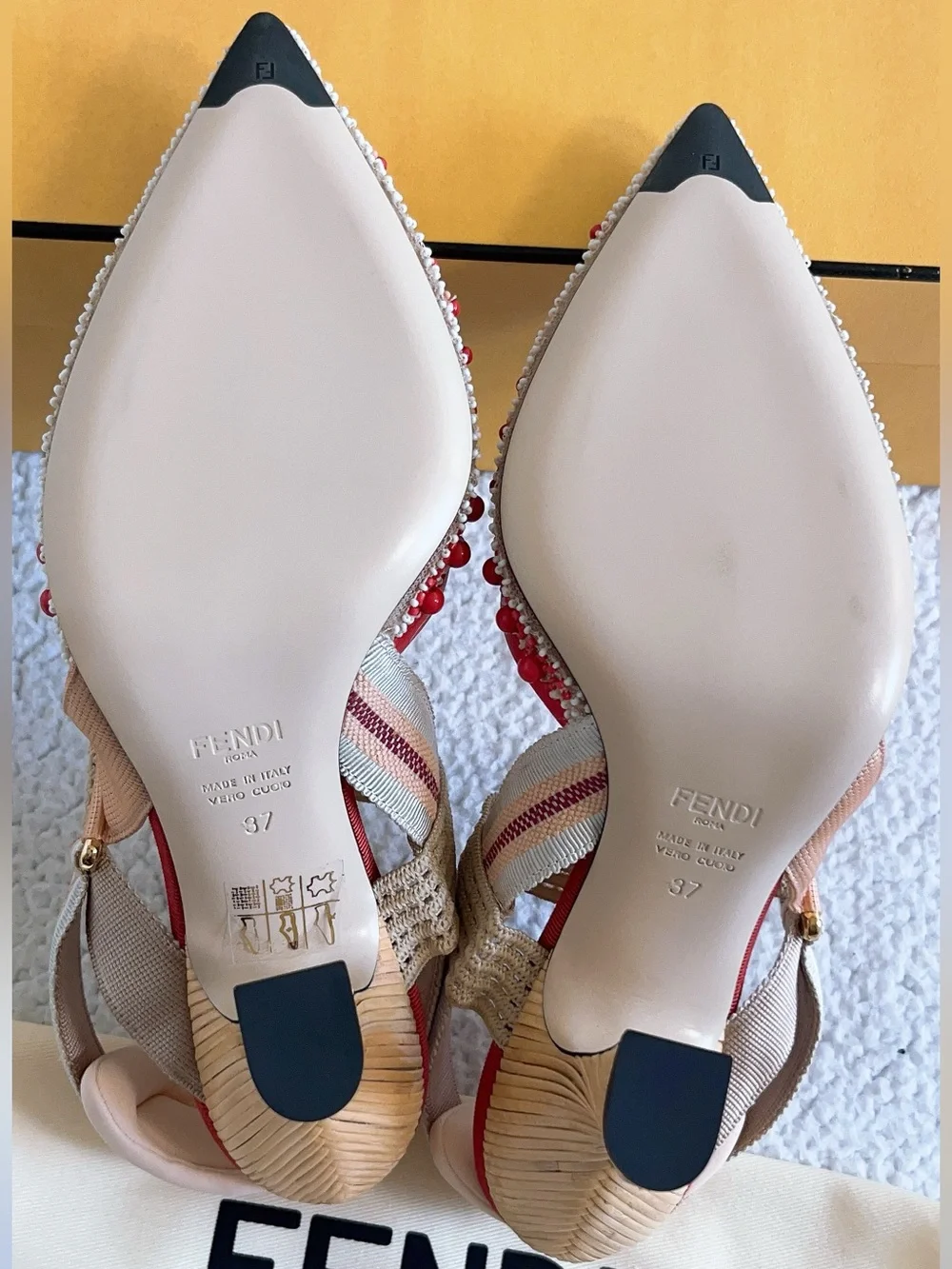 Fendi Women’s Colibri Lite Beaded Mesh Sporty Slingback Pumps